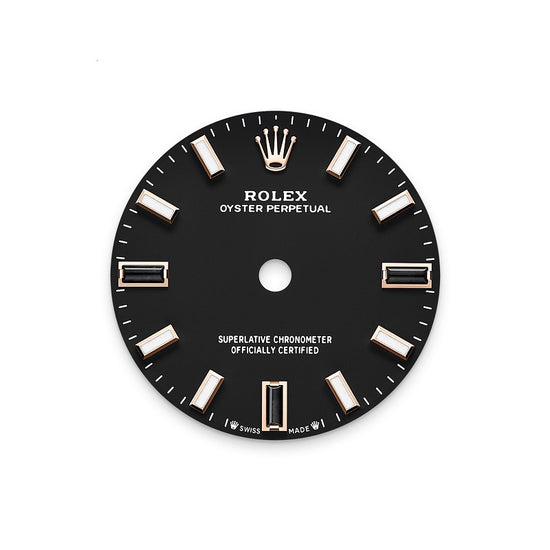 Rolex Replica Watch Oyster Perpetual 28, 18k Everose Gold, 28mm, Black dial, Domed Oyster, 276205-0001
