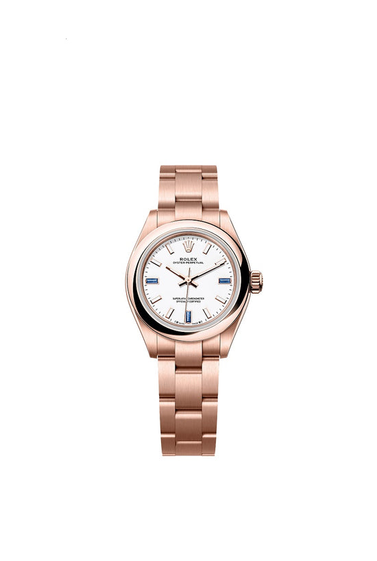 Rolex Replica Watch Oyster Perpetual 28, 18k Everose Gold, 28mm, White dial, Domed Oyster, 276205-0002