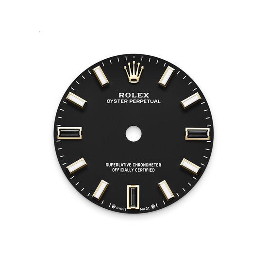 Rolex Replica Watch Oyster Perpetual 28, 18k Yellow Gold, 28mm, Black dial, Domed Oyster, 276208-0001
