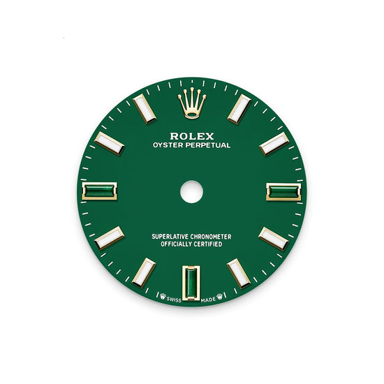 Rolex Replica Watch Oyster Perpetual 28, 18k Yellow Gold, 28mm, Green dial, Domed Oyster, 276208-0002