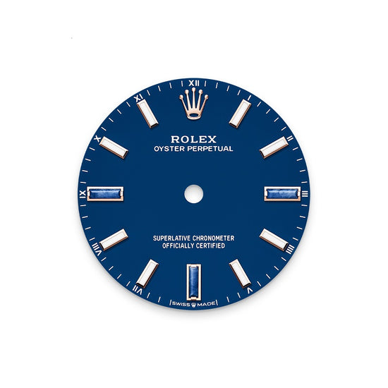 Rolex Replica Watch Oyster Perpetual 34, 18k Everose Gold, 34mm, Blue stone dial, Domed Oyster, 124205-0002