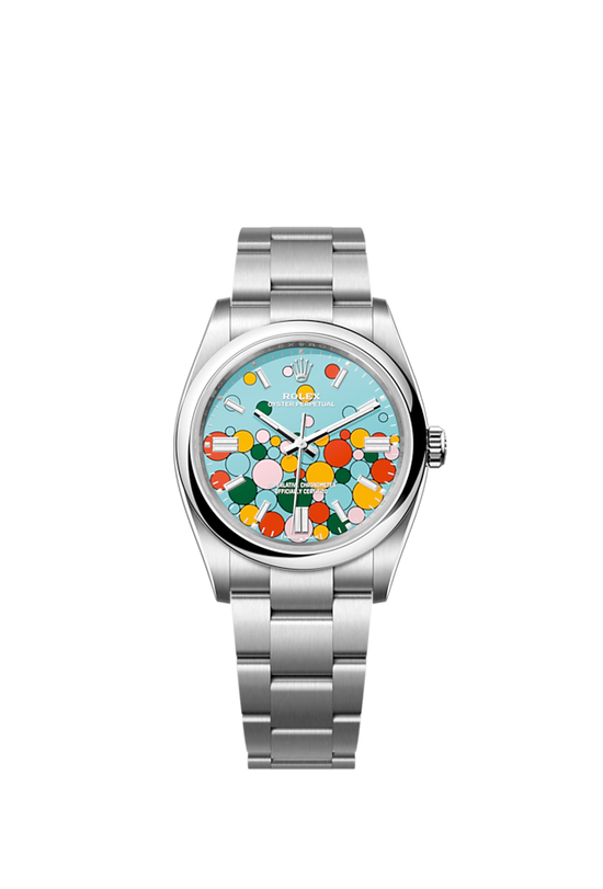 Rolex Replica Watch Oyster Perpetual 36, Oystersteel, 36mm, Turquoise Celebration Motif Dial, 126000-0009