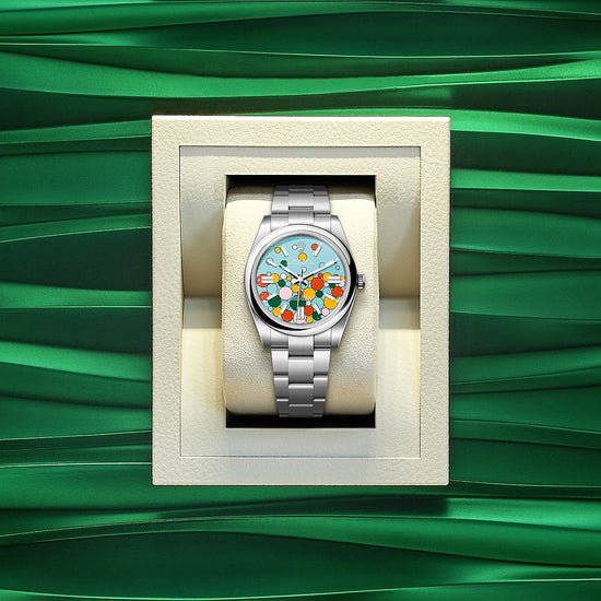 Rolex Replica Watch Oyster Perpetual 36, Oystersteel, 36mm, Turquoise Celebration Motif Dial, 126000-0009