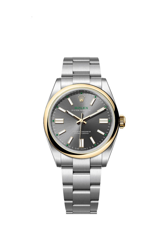 Rolex Replica Watch Oyster Perpetual 41, Oystersteel and 18k Yellow Gold, 41mm, Slate dial, Domed Oyster, 134303-0001