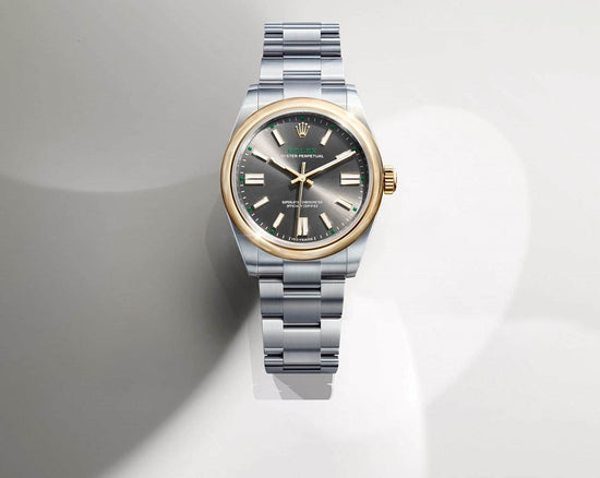 Rolex Replica Watch Oyster Perpetual 41, Oystersteel and 18k Yellow Gold, 41mm, Slate dial, Domed Oyster, 134303-0001