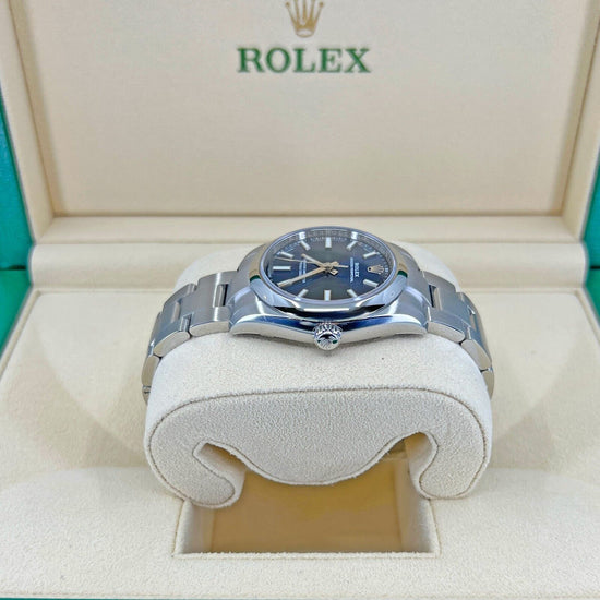 Rolex Replica Watch Oyster Perpetual No Date, Stainless Steel, 34mm, Bright blue, Oyster, 124200-0003
