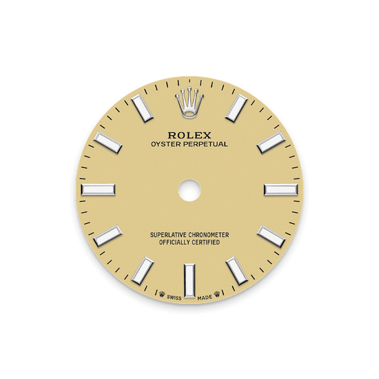 Rolex Replica Watch Oyster Perpetual, Oystersteel, 28mm, Beige dial, Domed Oyster, 276200-0007