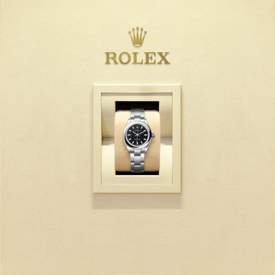 Rolex Replica Watch Oyster Perpetual, Oystersteel, 31mm, Black dial, Domed Oyster, 277200-0016