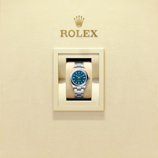 Rolex Replica Watch Oyster Perpetual, Oystersteel, 31mm, Blue dial, Domed Oyster, 277200-0017