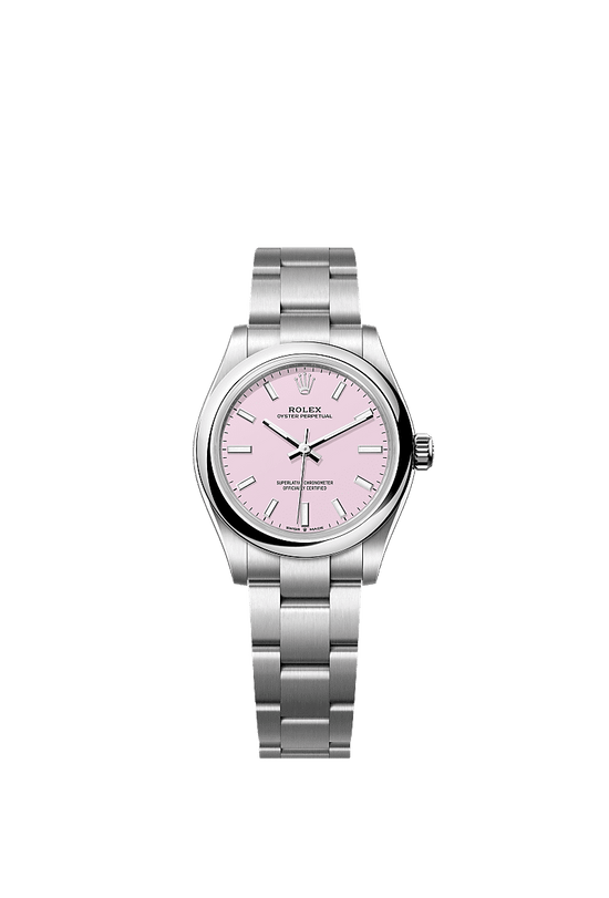 Rolex Replica Watch Oyster Perpetual, Oystersteel, 31mm, Candy pink dial, Domed Oyster, 277200-0009