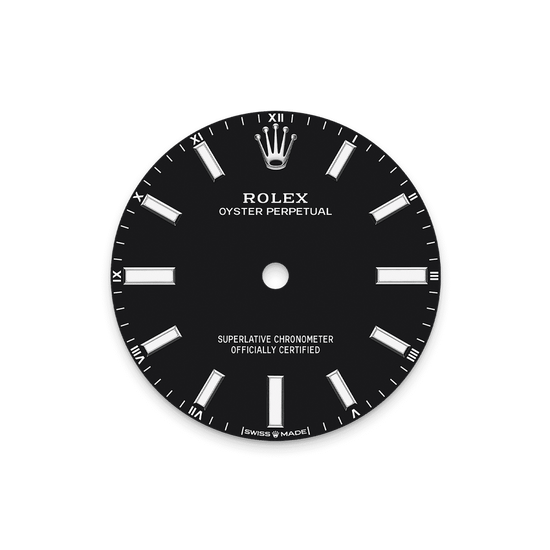 Rolex Replica Watch Oyster Perpetual, Oystersteel, 34mm, Black dial, Domed Oyster, 124200-0010