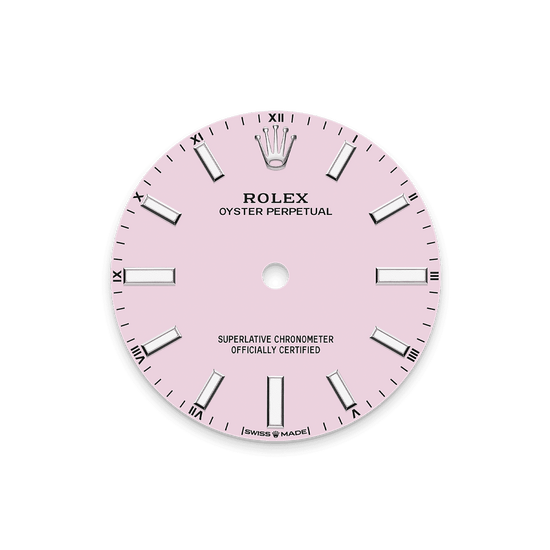 Rolex Replica Watch Oyster Perpetual, Oystersteel, 34mm, Candy pink dial, Domed Oyster, 124200-0009