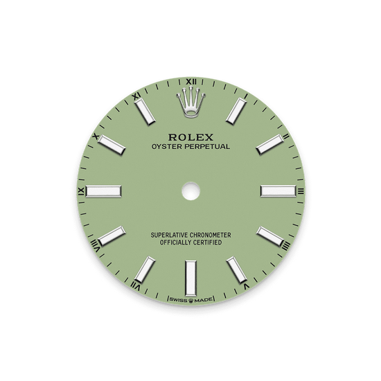 Rolex Replica Watch Oyster Perpetual, Oystersteel, 34mm, Pistachio-green dial, Domed Oyster, 124200-0006