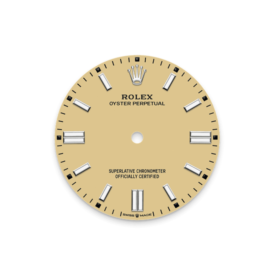 Rolex Replica Watch Oyster Perpetual, Oystersteel 36mm, Beige dial, Domed Oyster, 126000-0012