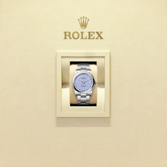 Rolex Replica Watch Oyster Perpetual, Oystersteel 36mm, Lavender dial, Domed Oyster, 126000-0013