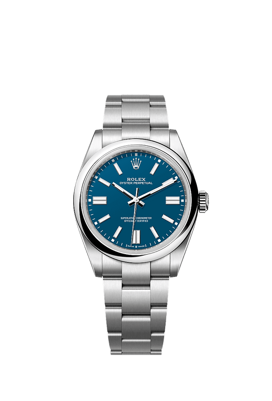 Rolex Replica Watch Oyster Perpetual, Oystersteel 41mm, Blue dial, Domed Oyster, 134300-0009