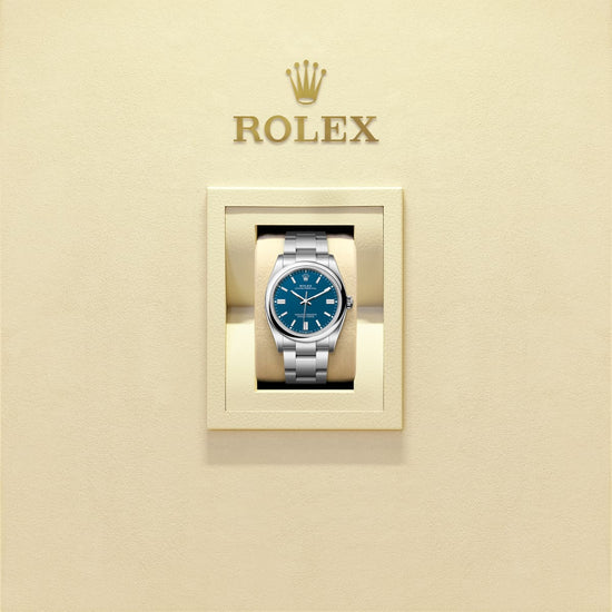 Rolex Replica Watch Oyster Perpetual, Oystersteel 41mm, Blue dial, Domed Oyster, 134300-0009