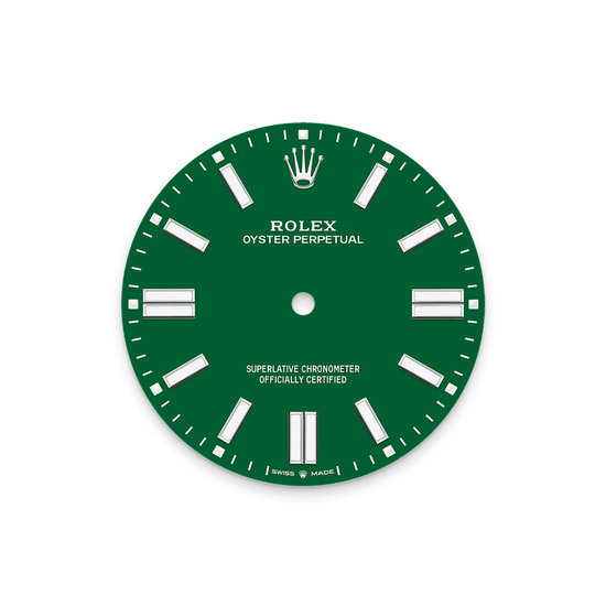 Rolex Replica Watch Oyster Perpetual, Oystersteel 41mm, Green dial, Domed Oyster, 134300-0004