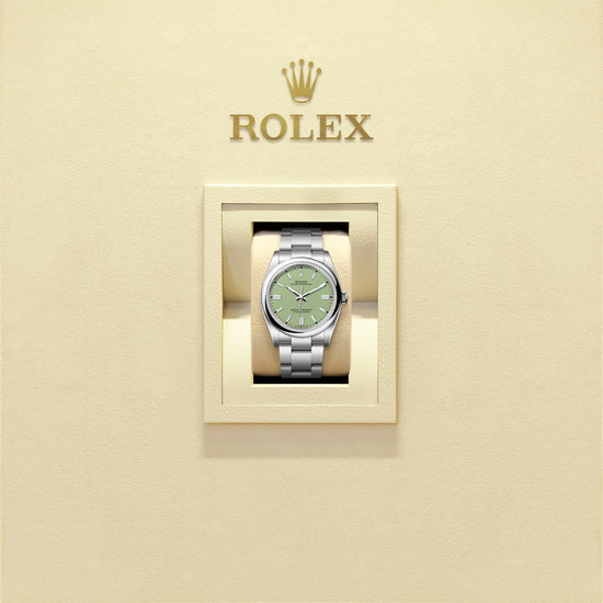 Rolex Replica Watch Oyster Perpetual, Oystersteel 41mm, Pistachio-green dial, Domed Oyster, 134300-0006