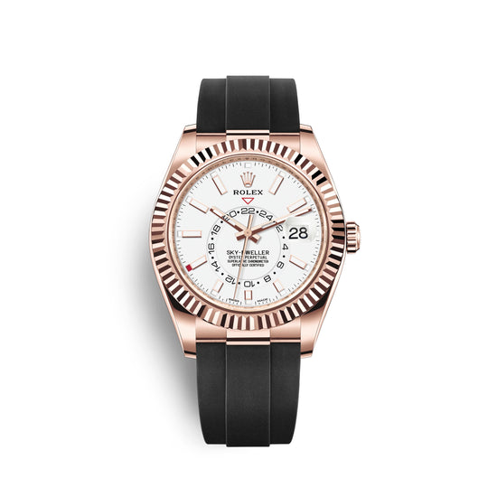 Rolex Replica Watch Sky-Dweller 42mm, 18k Everose Gold, Oysterflex, 326235-0004