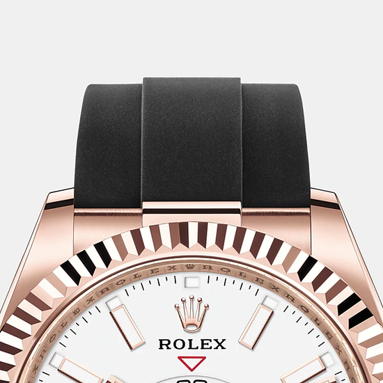Rolex Replica Watch Sky-Dweller 42mm, 18k Everose Gold, Oysterflex, 326235-0004