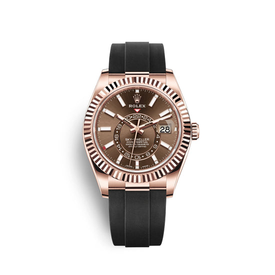 Rolex Replica Watch Sky-Dweller 42mm, 18k Everose Gold, Oysterflex, 326235-0005