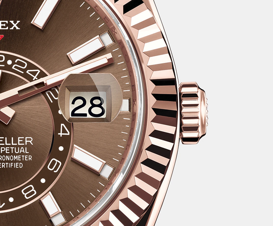 Rolex Replica Watch Sky-Dweller 42mm, 18k Everose Gold, Oysterflex, 326235-0005