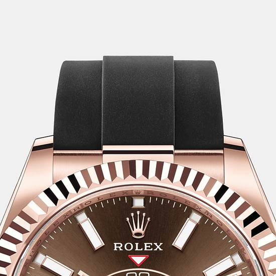 Rolex Replica Watch Sky-Dweller 42mm, 18k Everose Gold, Oysterflex, 326235-0005