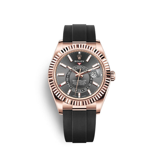 Rolex Replica Watch Sky-Dweller 42mm, 18k Everose Gold, Oysterflex, 326235-0006
