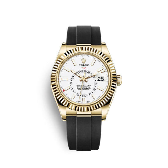 Rolex Replica Watch Sky-Dweller 42mm, 18k Yellow Gold, Oysterflex 326238-0006