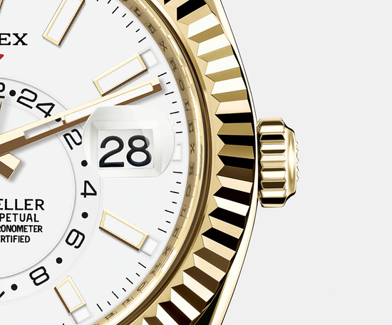 Rolex Replica Watch Sky-Dweller 42mm, 18k Yellow Gold, Oysterflex 326238-0006