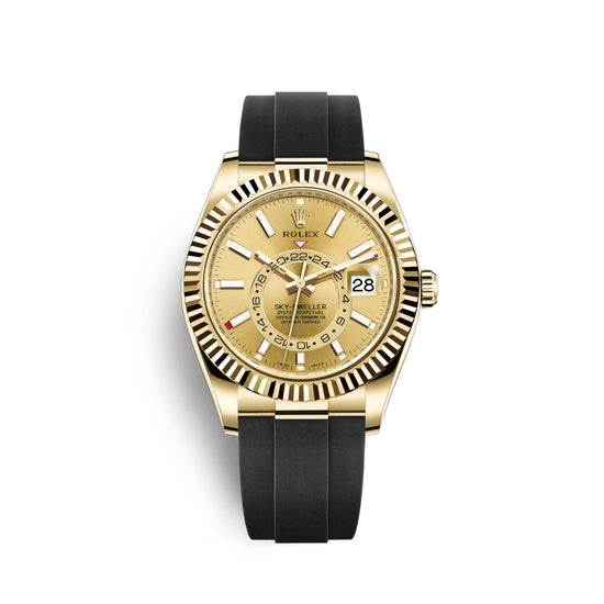 Rolex Replica Watch Sky-Dweller 42mm, 18k Yellow Gold, Oysterflex, 326238-0007