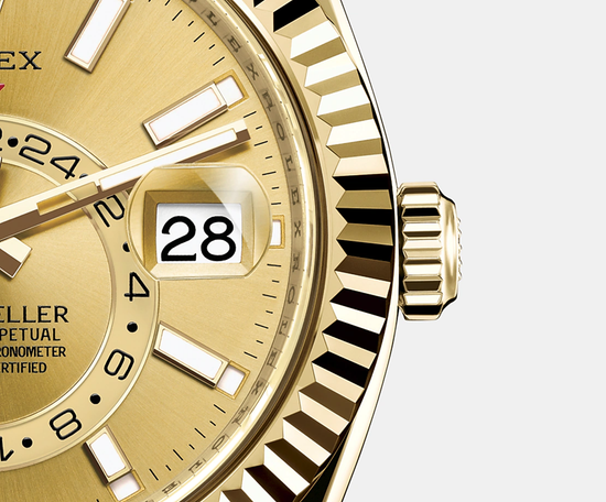 Rolex Replica Watch Sky-Dweller 42mm, 18k Yellow Gold, Oysterflex, 326238-0007