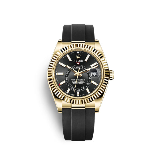Rolex Replica Watch Sky-Dweller 42mm, 18k Yellow Gold, Oysterflex, 326238-0009