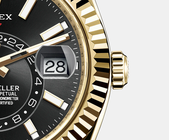 Rolex Replica Watch Sky-Dweller 42mm, 18k Yellow Gold, Oysterflex, 326238-0009