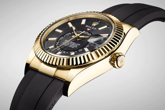 Rolex Replica Watch Sky-Dweller 42mm, 18k Yellow Gold, Oysterflex, 326238-0009