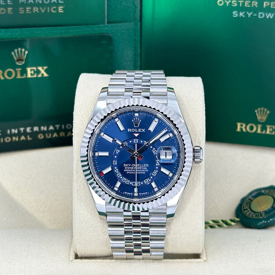 Rolex Replica Watch Sky-Dweller, 42mm, Oystersteel and 18k White Gold, Blue, Jubilee, 336934-0006