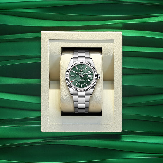 Rolex Replica Watch Sky-Dweller, 42mm, Oystersteel and 18k White Gold, Green, Oyster, 336934-0001