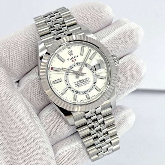 Rolex Replica Watch Sky-Dweller, 42mm, Oystersteel and 18k White Gold, White, Jubilee, 336934-0004