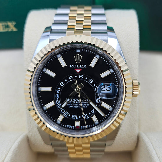 Rolex Replica Watch Sky-Dweller, 42mm, Oystersteel and 18k Yellow Gold, Black, Jubilee, 336933-0004
