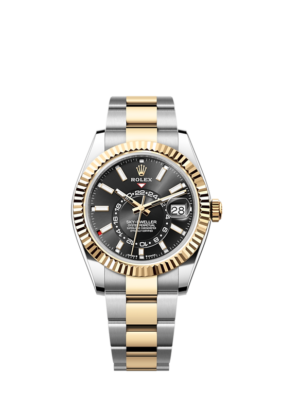 Rolex Replica Watch Sky-Dweller, 42mm, Oystersteel and 18k Yellow Gold, Black, Oyster, 336933-0003