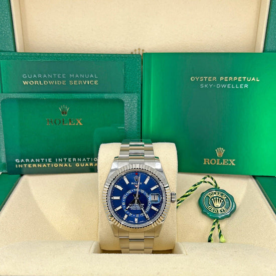 Rolex Replica Watch Sky-Dweller, Stainless Steel and 18k White Gold, 42mm, Blue, Oyster, 326934-0003