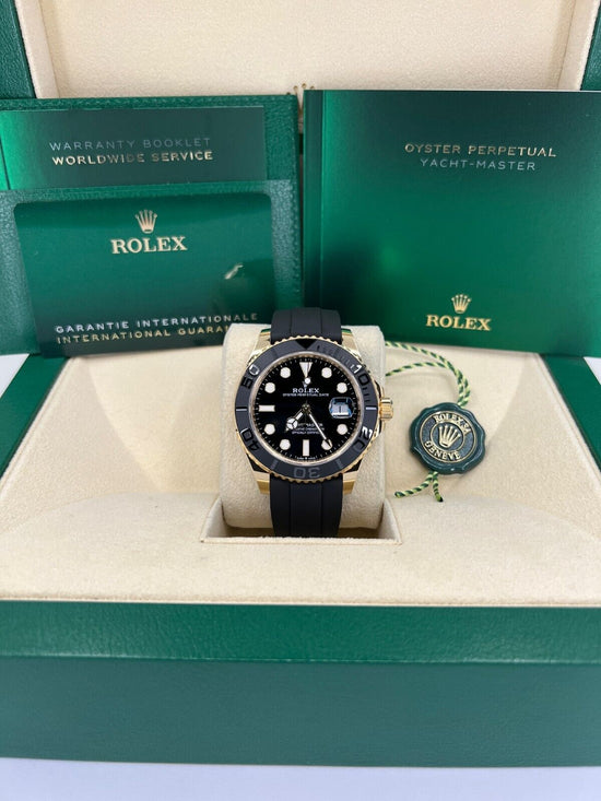 Rolex Replica Watch Yacht-Master 42mm, 18k Yellow Gold, Black Dial, 226658-0001
