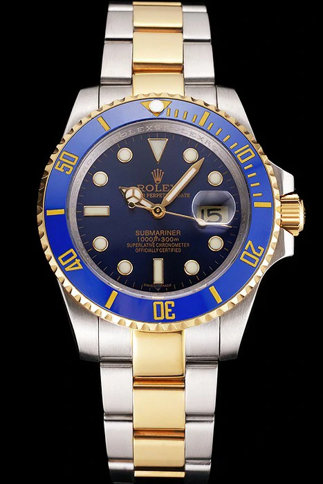 Rolex Submariner Blue Dial And Bezel Two Tone Steel Gold Bracelet new121627