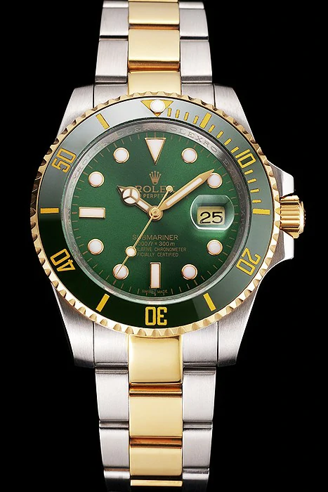 Rolex Submariner Green Dial And Bezel Two Tone Steel Gold Bracelet new121629