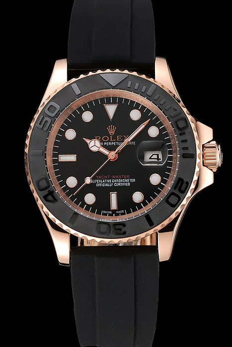Rolex Yacht Master Black Dial And Bezel Everose Dial Oysterflex Bracelet new122250