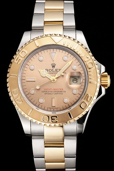 Rolex Yacht Master Champagne Dial Gold Bezel Stainless Steel Case Two Tone Bracelet new123005