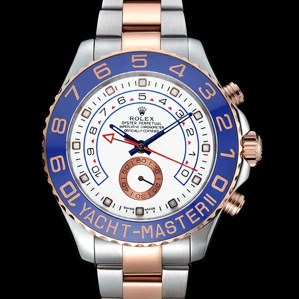 Rolex Yacht Master II White Dial Blue Bezel Stainless Steel and Rose Gold Bracelet new60166