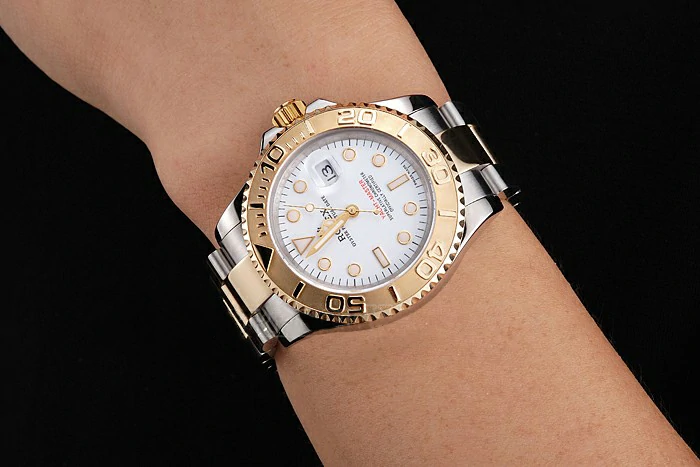 Rolex Yacht Master White Dial Gold Bezel Stainless Steel Case Two Tone Bracelet new123003