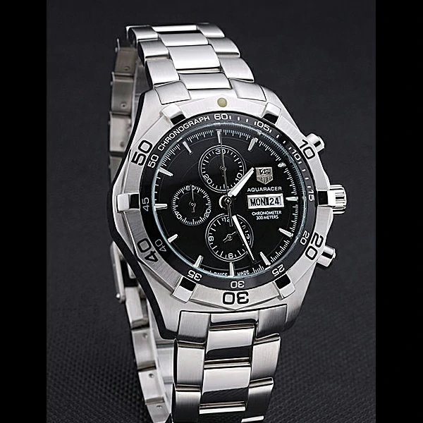 Tag Heuer Aquaracer 2000 Chronograph Black Dial Stainless Steel Band new60297